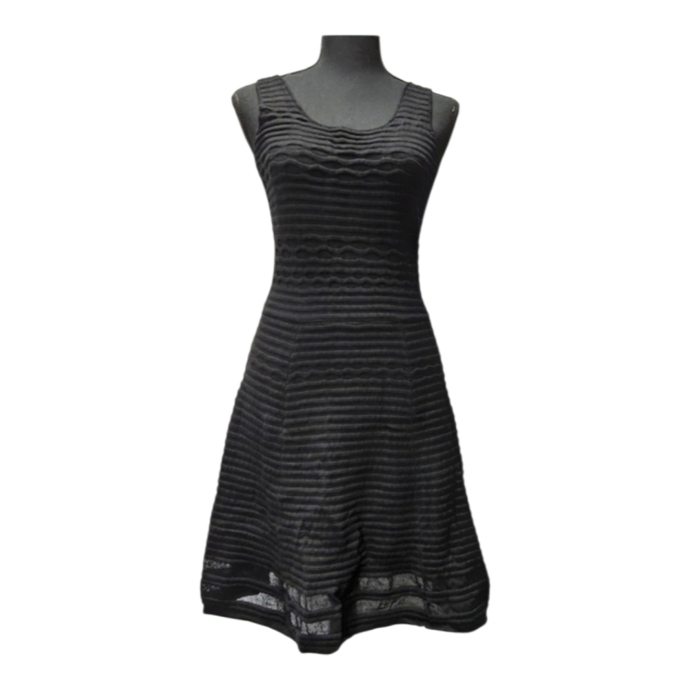 Jessica Simpson Dark Black Fit & Flair Dress, mesh knit around bottom.  SZ S